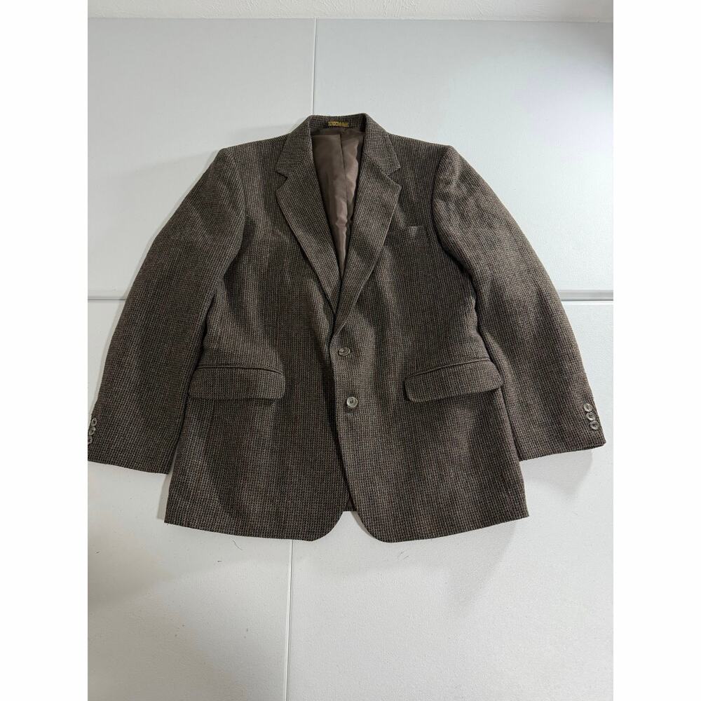 Vintage Haggar Sport Coat Blazer Mens 42 Brown Houndstooth Wool Blend